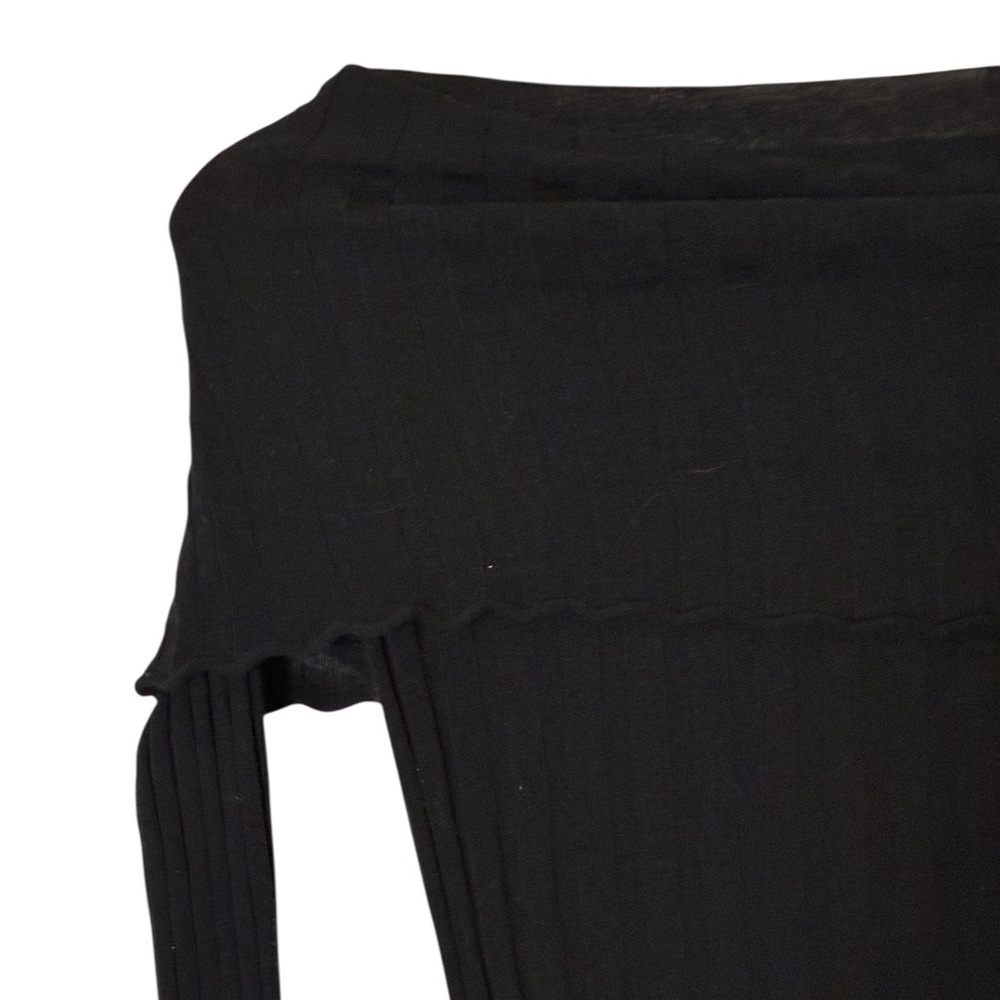 Guess | Like new cowl neck off the shoulder rib knit long sleeve sheer top - Picture 8 of 13